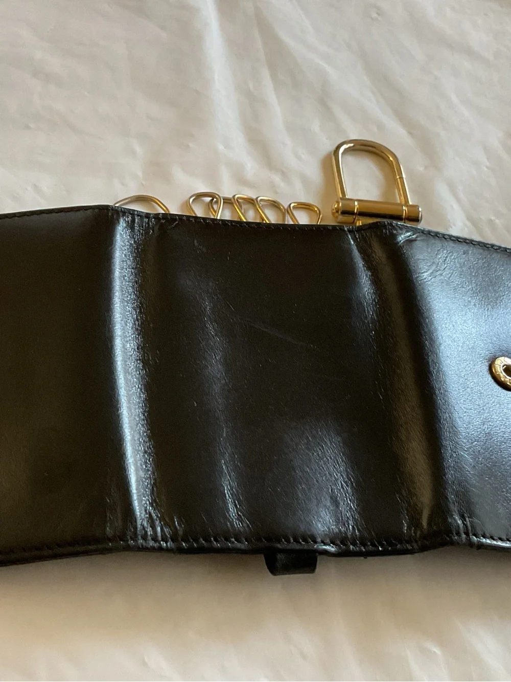 MONTBLANC Black Smooth Leather Tri-fold Key Case/ Wallet- Swiss Made